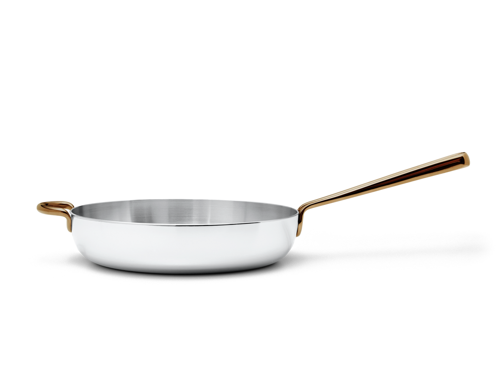 Bene Casa 10-inch stainless-steel deep-dished fry pan w/ tempered glas