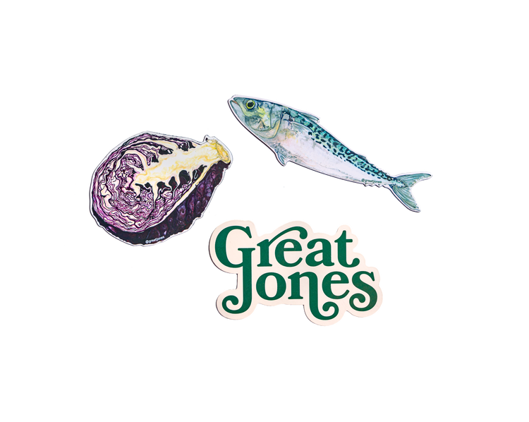 Great Jones magnets - logo cabbage fish