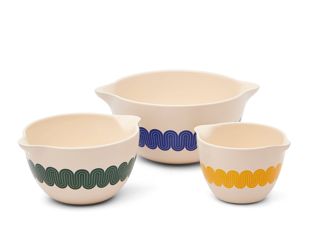 Set of Three USA Made Classic Stoneware Mixing Bowls