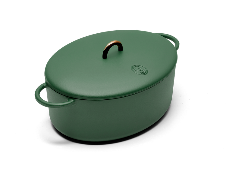 Enameled cast-iron Dutch oven in broccoli green - main
