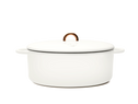 Enameled cast-iron Dutch oven in salt white - side view with lid