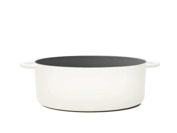 Enameled cast-iron Dutch oven in salt white - side view no lid