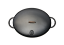 Enameled cast-iron Dutch oven in pepper black - top down view with lid