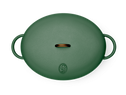Enameled cast-iron Dutch oven in broccoli green - top down view with lid