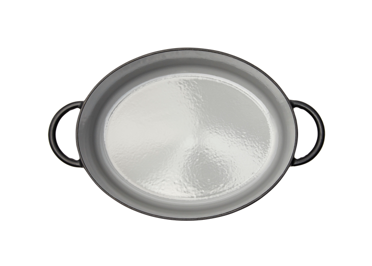 Enameled cast-iron Dutch oven in pepper black - top down view no lid