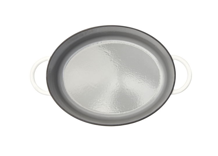 Enameled cast-iron Dutch oven in salt white - top down view no lid